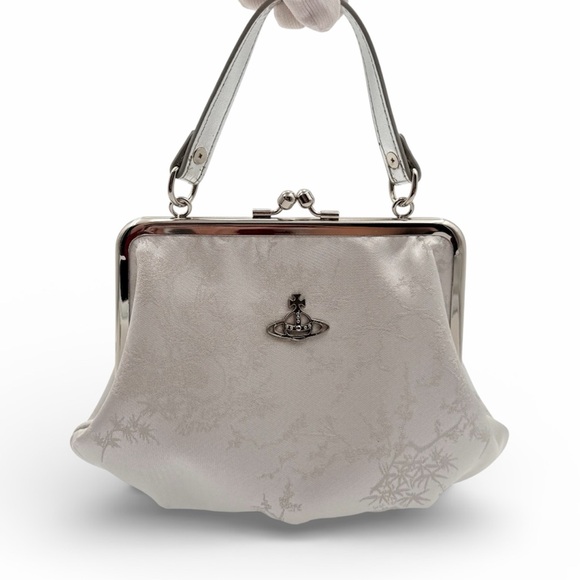 Vivienne Westwood Handbags - Vivienne Westwood Granny Frame Satin Purse Silver